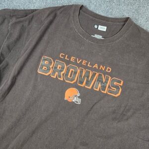 Mens 3XL Cleveland Browns NFL Team Apparel Short Sleeve T-Shirt Brown Orange‎